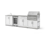 NewAge Outdoor Kitchens Stainless Steel 6-Piece Cabinet Set with Sink, Bar, Grill Cabinet, Platinum Grill, Countertop and Glass Door Fridge-71524-Garage Giant 