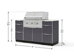 NewAge Outdoor Kitchens Outdoor Grill Island Aluminum 6-Piece Cabinet Set with 3 Drawers, Grill Cabinet, Performance Grill and Countertops - (Liquid Propane) 