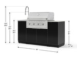 NewAge Outdoor Kitchens Outdoor Grill Island Aluminum 5-Piece Cabinet Set with Sink, 1 Door, Grill Cabinet, Performance Grill and Stainless Steel Countertop - (Natural Gas) 