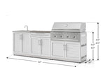 NewAge Outdoor Kitchens Stainless-Steel 5-Piece Cabinet Set with Bar, Sink, Grill Cabinet, Performance Grill, and Countertop-73437-Garage Giant 