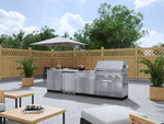 NewAge Outdoor Kitchens Stainless Steel 6-Piece Cabinet Set with Sink, Bar, Grill Cabinet, Platinum Grill, Countertop and Fridge-66348-Garage Giant 