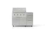 NewAge Outdoor Kitchens Outdoor Grill Island Stainless-Steel 4-Piece Cabinet Set with Casters and 3-Drawer, Grill Cabinet, Performance Grill, Countertop 