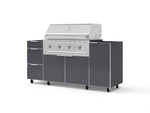 NewAge Outdoor Kitchens Outdoor Grill Island Aluminum 5-Piece Cabinet Set with Casters 1 Door, 3 Drawer, Grill Cabinet and Performance Grill - (Liquid Propane) | Garage Giant 