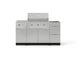 NewAge Outdoor Kitchens Outdoor Grill Island Stainless-Steel 5-Piece Cabinet Set with 3-Drawer, Grill Cabinet, Side Burner and Performance Grill - (Natural Gas) 