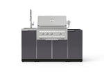 NewAge Outdoor Kitchens Outdoor Grill Island Aluminum 5-Piece Cabinet Set with Sink, 1 Door, Grill Cabinet, Platinum Grill and Stainless Steel Countertop - (Liquid Propane) 