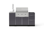 NewAge Outdoor Kitchens Outdoor Grill Island Aluminum 5-Piece Cabinet Set with Sink, 3 Drawer, Grill Cabinet, Performance Grill and Stainless Steel Countertop - (Liquid Propane) 