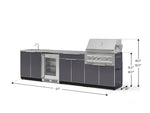 NewAge Outdoor Kitchens Aluminum 6-Piece Cabinet Set with Sink, Bar, Grill Cabinet, Platinum Grill, Countertop and Fridge-66334-Garage Giant 