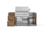 NewAge Outdoor Kitchens Outdoor Grill Island Stainless-Steel Louvered Doors 5-Piece Cabinet Set with Casters 1 Door, 3 Drawer, Grill Cabinet and Platinum Grill - (Liquid Propane) 