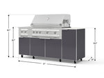 NewAge Outdoor Kitchens Outdoor Grill Island Aluminum 6-Piece Cabinet Set with Casters and 1-Door, Grill Cabinet, Platinum Grill, Dual Side Burner and Dekton in Aeris Countertop - (Liquid Propane) 