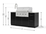 NewAge Outdoor Kitchens Outdoor Grill Island Aluminum 5-Piece Cabinet Set with Sink, 3 Drawer, Grill Cabinet, Performance Grill and Stainless Steel Countertop - (Natural Gas) 