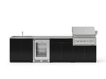 NewAge Outdoor Kitchens Aluminum 6-Piece Cabinet Set with Sink, Bar, Grill Cabinet, Platinum Grill, Countertop and Glass Door Fridge-71494-Garage Giant 