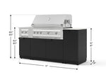 NewAge Outdoor Kitchens Outdoor Grill Island Stainless-Steel 6-Piece Cabinet Set with 1-Door, Grill Cabinet, Platinum Grill, Dual Side Burner and Dekton in Aeris Countertop - (Natural Gas) 