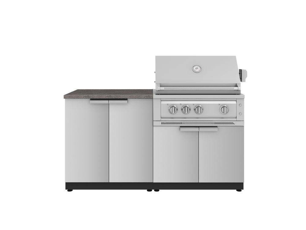 NewAge Outdoor Kitchens Stainless Steel 4-Piece Cabinet Set with 2 Door, Grill Cabinet, Platinum Grill, and Countertop-71811-Garage Giant