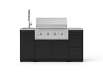 NewAge Outdoor Kitchens Outdoor Grill Island Stainless-Steel 5-Piece Cabinet Set with Sink, 3 Drawer, Grill Cabinet, Performance Grill and Stainless Steel Countertop 