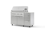 NewAge Outdoor Kitchens Outdoor Grill Island Stainless-Steel 4-Piece Cabinet Set with Casters and 3-Drawer, Grill Cabinet, Platinum Grill and Dekton in Aeris Countertop - (Liquid Propane) | Garage Giant 