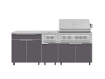 NewAge Outdoor Kitchens Aluminum 6-Piece Cabinet Set with Casters and Platinum Grill, Dual Side Burner, Bar, Grill Cabinet, Countertop-72553-Garage Giant 