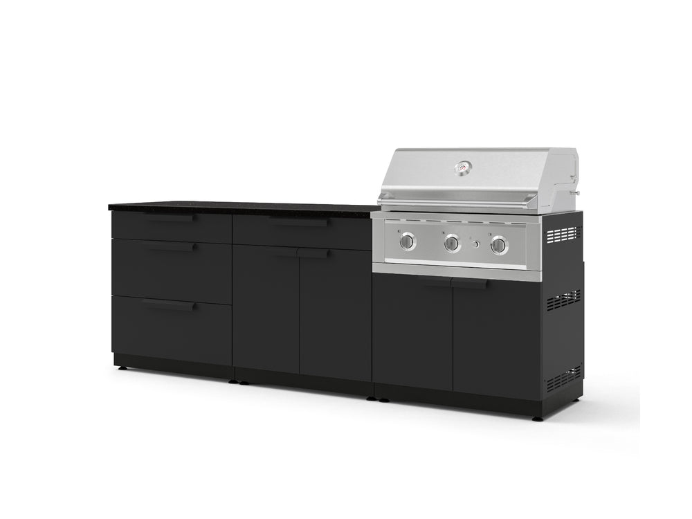 NewAge Outdoor Kitchens Stainless-Steel 5-Piece Cabinet Set with 3-Drawer, Bar, Grill Cabinet, Performance Grill and Countertop-73315-Garage Giant