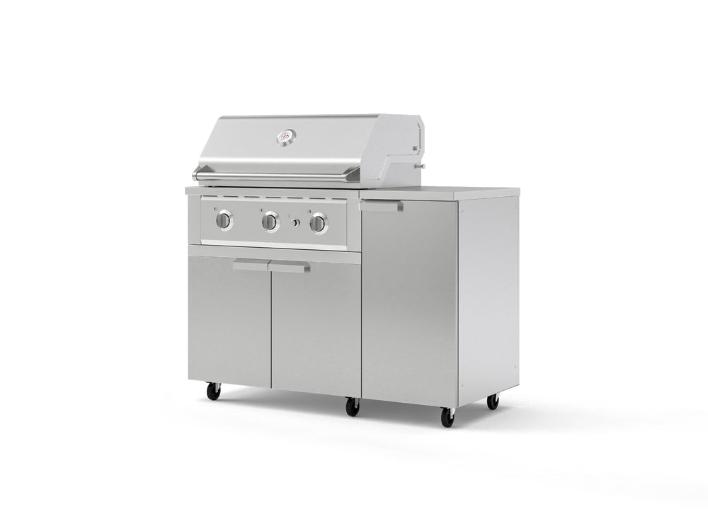 NewAge Outdoor Kitchens Outdoor Grill Island Stainless-Steel 4-Piece Cabinet Set with Casters and 1 Door, Grill Cabinet, Performance Grill, Countertop | 74824