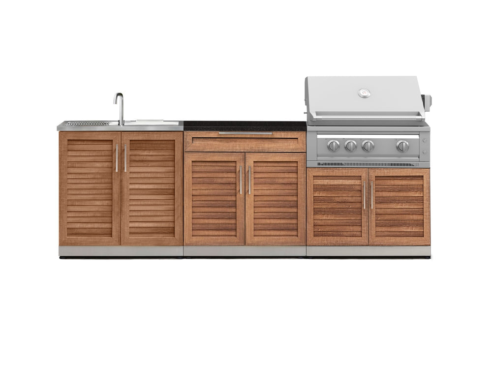 NewAge Outdoor Kitchens Stainless-Steel 5-Piece Cabinet Set with Bar, Sink, Grill Cabinet, Platinum Grill, and Countertop-71260-Garage Giant