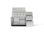 NewAge Outdoor Kitchens Outdoor Grill Island Stainless-Steel 4-Piece Cabinet Set with 3-Drawer, Grill Cabinet, Performance Grill and Countertop 