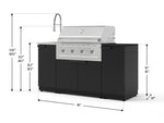 NewAge Outdoor Kitchens Outdoor Grill Island Stainless-Steel 5-Piece Cabinet Set with Sink, 1 Door, Grill Cabinet, Performance Grill and Stainless Steel Countertop - (Liquid Propane) 