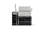 NewAge Outdoor Kitchens Outdoor Grill Island Aluminum 3-Piece Cabinet Set with Sink, Grill Cabinet and Platinum Grill-75339-Garage Giant 