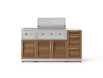 NewAge Outdoor Kitchens Outdoor Grill Island Stainless-Steel Louvered Doors 6-Piece Cabinet Set with 3-Drawer, Grill Cabinet, Performance Grill, Side Burner and Dekton in Aeris Countertop - (Natural Gas) 