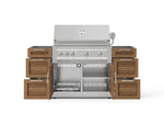 NewAge Outdoor Kitchens Outdoor Grill Island Stainless-Steel Louvered Doors 5-Piece Cabinet Set with 3 Drawers, Grill Cabinet and Platinum Grill - (Liquid Propane) 