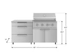 NewAge Outdoor Kitchens Stainless Steel 4-Piece Cabinet Set with Casters and 3 Drawer, Grill Cabinet, Performance Grill, Countertop-72211-Garage Giant 
