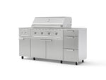 NewAge Outdoor Kitchens Outdoor Grill Island Stainless-Steel 6-Piece Cabinet Set with Casters and 3-Drawer, Grill Cabinet, Performance Grill, Side Burner, Countertop-74880-Garage Giant 