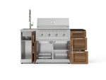 NewAge Outdoor Kitchens Outdoor Grill Island Stainless-Steel Louvered Doors 5-Piece Cabinet Set with Sink, 3 Drawer, Grill Cabinet, Performance Grill and Stainless Steel Countertop - (Natural Gas) 