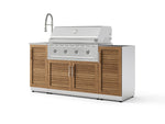 NewAge Outdoor Kitchens Outdoor Grill Island Stainless-Steel Louvered Doors 5-Piece Cabinet Set with Sink, 1 Door, Grill Cabinet, Performance Grill and Stainless Steel Countertop - (Liquid Propane) | Garage Giant 