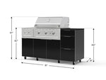 NewAge Outdoor Kitchens Outdoor Grill Island Aluminum 6-Piece Cabinet Set with Casters and 3-Drawer, Grill Cabinet, Performance Grill, Side Burner and Dekton in Sirius Countertop - (Liquid Propane) 
