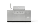 NewAge Outdoor Kitchens Outdoor Grill Island Stainless-Steel 5-Piece Cabinet Set with Sink, 3 Drawer, Grill Cabinet, Performance Grill and Stainless Steel Countertop-75563-Garage Giant 