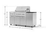 NewAge Outdoor Kitchens Outdoor Grill Island Stainless-Steel 6-Piece Cabinet Set with Casters and 1-Door, Grill Cabinet, Platinum Grill, Dual Side Burner and Dekton in Sirius Countertop - (Liquid Propane) 