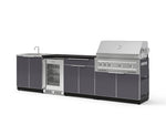 NewAge Outdoor Kitchens Aluminum 6-Piece Cabinet Set with Sink, Bar, Grill Cabinet, Platinum Grill, Countertop and Fridge-71993-Garage Giant 
