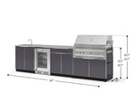 NewAge Outdoor Kitchens Aluminum 6-Piece Cabinet Set with Sink, Bar, Grill Cabinet, Platinum Grill, Countertop and Fridge-66336-Garage Giant 