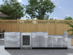 NewAge Outdoor Kitchens Stainless Steel 4-Piece Cabinet Set with 3-Drawer, Bar, Grill Cabinet and Fridge-66581-Garage Giant 