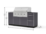 NewAge Outdoor Kitchens Outdoor Grill Island Aluminum 5-Piece Cabinet Set with Sink, 3 Drawer, Grill Cabinet, Performance Grill and Stainless Steel Countertop - (Natural Gas) 