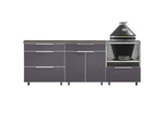 NewAge Outdoor Kitchens Aluminum 5-Piece Cabinet Set With Casters and 3 Drawer, Bar, Kamado Cabinet, Kamado, Countertop-72677-Garage Giant 