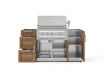 NewAge Outdoor Kitchens Outdoor Grill Island Stainless-Steel Louvered Doors 5-Piece Cabinet Set with 1 Door, 3 Drawer, Grill Cabinet and Platinum Grill - (Natural Gas) 
