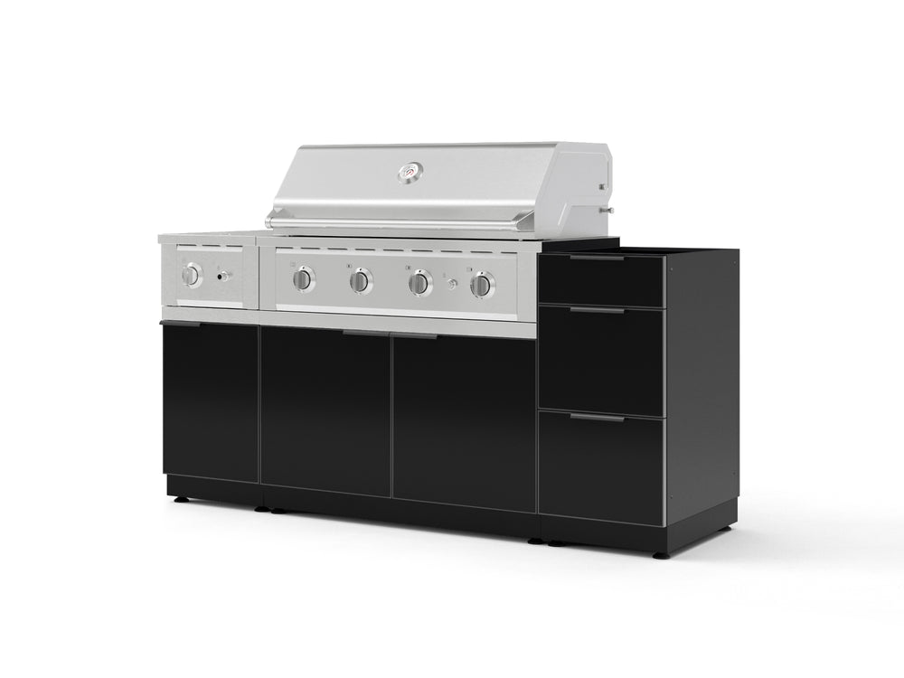 NewAge Outdoor Kitchens Outdoor Grill Island Aluminum 6-Piece Cabinet Set with 3-Drawer, Grill Cabinet, Performance Grill, Side Burner and Countertop - (Natural Gas) | Garage Giant