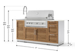 NewAge Outdoor Kitchens Outdoor Grill Island Stainless-Steel Louvered 5-Piece Cabinet Set with Sink, 3 Drawer, Grill Cabinet, Platinum Grill and Stainless Steel Countertop - (Natural Gas) 