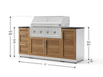 NewAge Outdoor Kitchens Outdoor Grill Island Stainless-Steel Louvered Doors 6-Piece Cabinet Set with 1 Door, 3 Drawer, Grill Cabinet, Performance Grill and Dekton in Sirius Countertops - (Liquid Propane) 