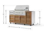 NewAge Outdoor Kitchens Outdoor Grill Island Stainless-Steel Louvered Doors 5-Piece Cabinet Set with Casters and 1-Door, Grill Cabinet, Dual Side Burner and Platinum Grill - (Liquid Propane) 