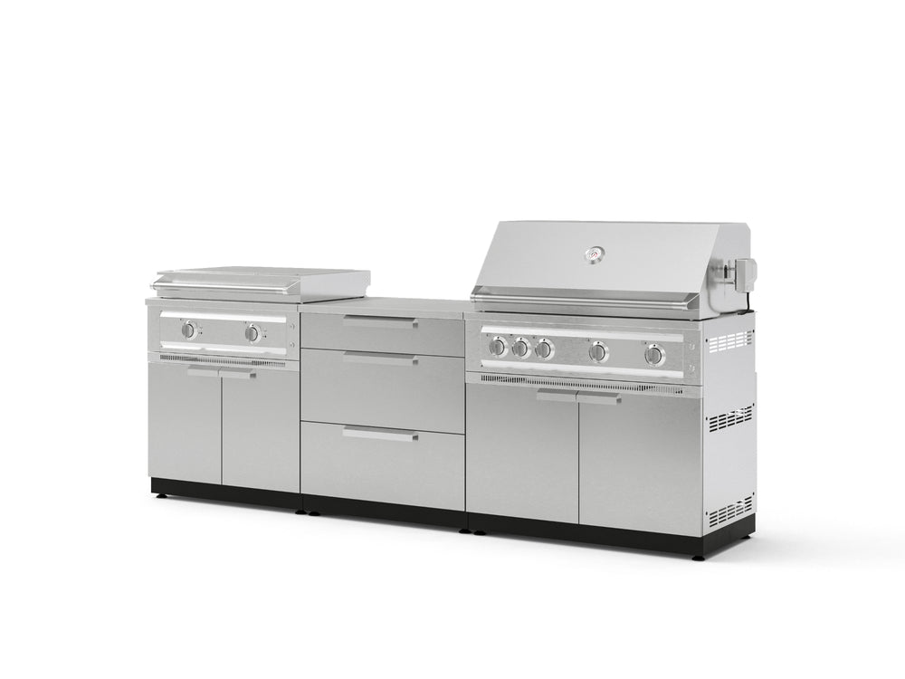 NewAge Outdoor Kitchens Stainless Steel 6-Piece Cabinet Set with 3 Drawer, Grill Cabinet, Platinum Griddle, Grill and Countertop-75171-Garage Giant