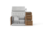NewAge Outdoor Kitchens Outdoor Grill Island Stainless-Steel Louvered Doors 3-Piece Cabinet Set with 3-Drawer, Grill Cabinet and Platinum Grill - (Natural Gas) 