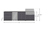 NewAge Outdoor Kitchens Aluminum 7-Piece Cabinet Set with 3-Drawer, Bar, Grill Cabinet, Performance Grill, Countertops and Fridge-71827-Garage Giant 