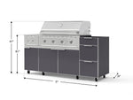 NewAge Outdoor Kitchens Outdoor Grill Island Aluminum 5-Piece Cabinet Set with Casters and 3-Drawer, Grill Cabinet, Side Burner and Performance Grill - (Liquid Propane) 