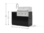 NewAge Outdoor Kitchens Outdoor Grill Island Aluminum 3-Piece Cabinet Set with Sink, Grill Cabinet, and Performance Grill 
